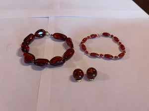 2 Bracelets + Matching Earrings, 14k Gold Clasps