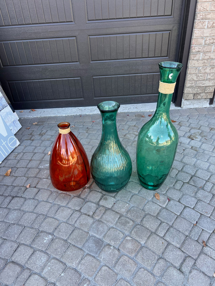 3 Glass Floor Vases Lot