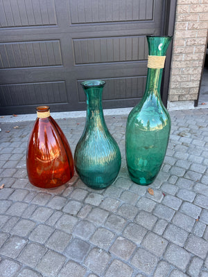 3 Glass Floor Vases Lot