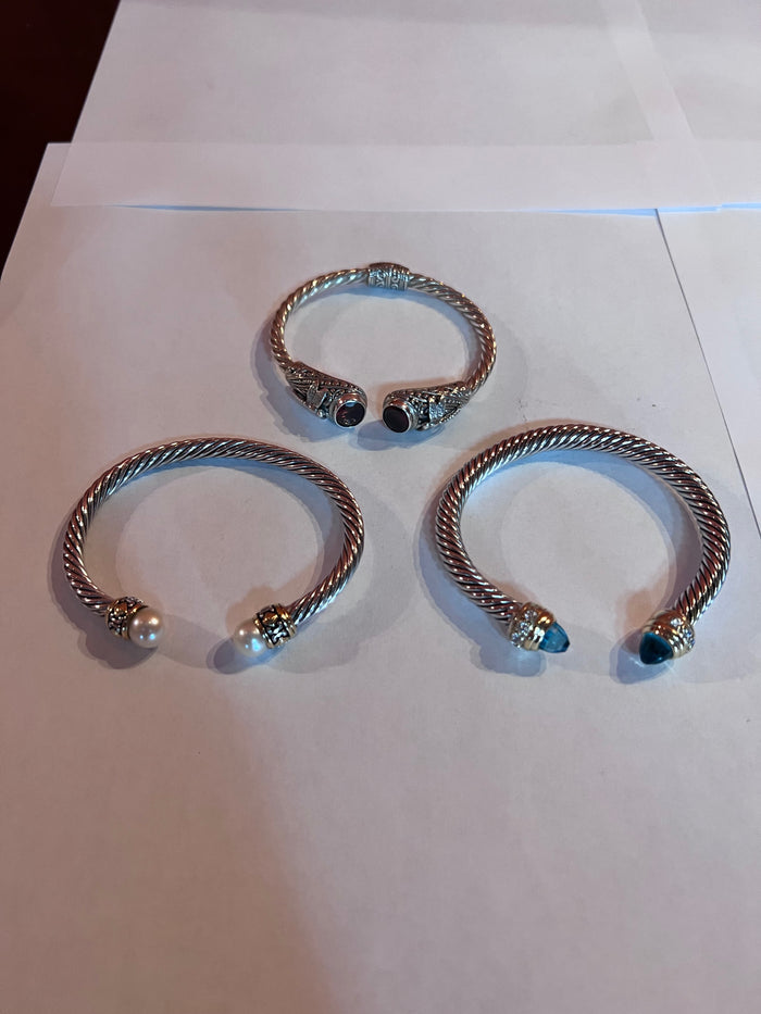 3 Women's Sterling Silver Bracelets Lot