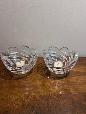 Pair of Kosta Boda Crystal Candle Holders