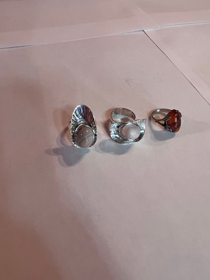 3 Sterling Silver Rings Lot