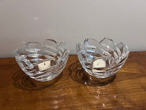 Pair of Kosta Boda Crystal Candle Holders