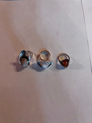 3 Sterling Silver Rings Lot