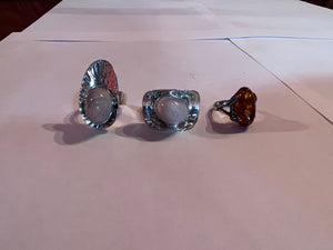 3 Sterling Silver Rings Lot