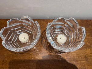 Pair of Kosta Boda Crystal Candle Holders
