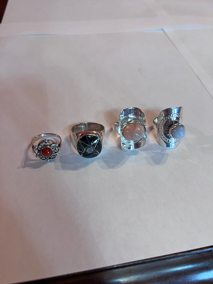 4 Sterling Silver Rings Lot