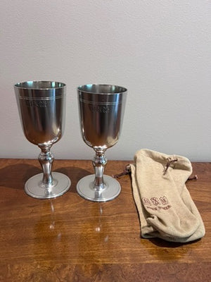 2 John Somers Pewter Wine Goblets