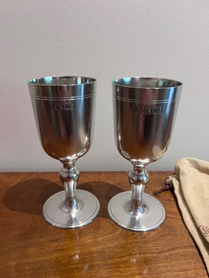2 John Somers Pewter Wine Goblets