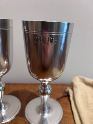 2 John Somers Pewter Wine Goblets