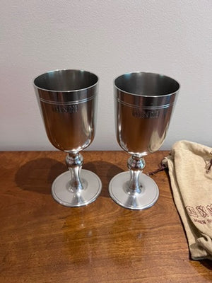 2 John Somers Pewter Wine Goblets
