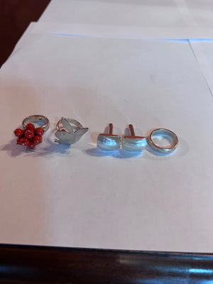 3 Sterling Silver Rings + Pair of Sterling Silver Cufflinks Lot