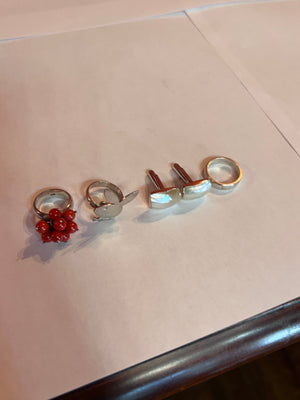 3 Sterling Silver Rings + Pair of Sterling Silver Cufflinks Lot
