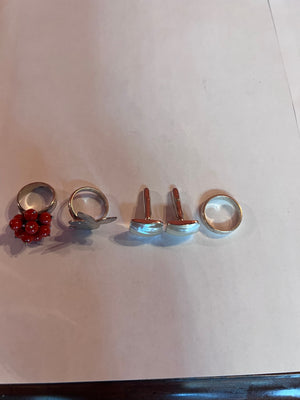 3 Sterling Silver Rings + Pair of Sterling Silver Cufflinks Lot