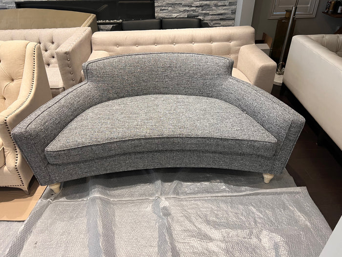 Grey Upholstered Curved Sofa/Bench