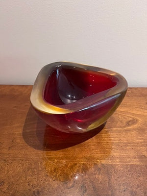 Red Murano Glass Bowl by Flavio Poli