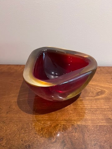 Red Murano Glass Bowl by Flavio Poli