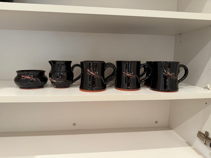 The Kilnworks POTTERY, St. Thomas. VI, 6 Mugs + Cream & Sugar
