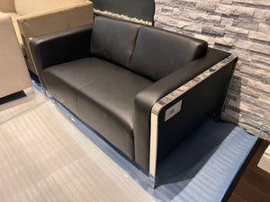 Black Faux Leather Love Seat w/USB Ports