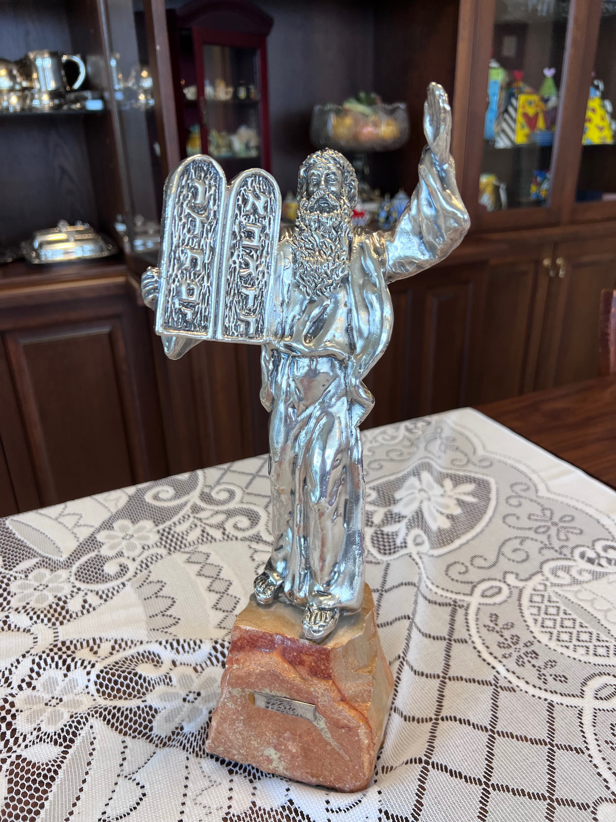 Isaac Jeheskel - Sterling Silver Sculpture Moses with the Ten Commandments