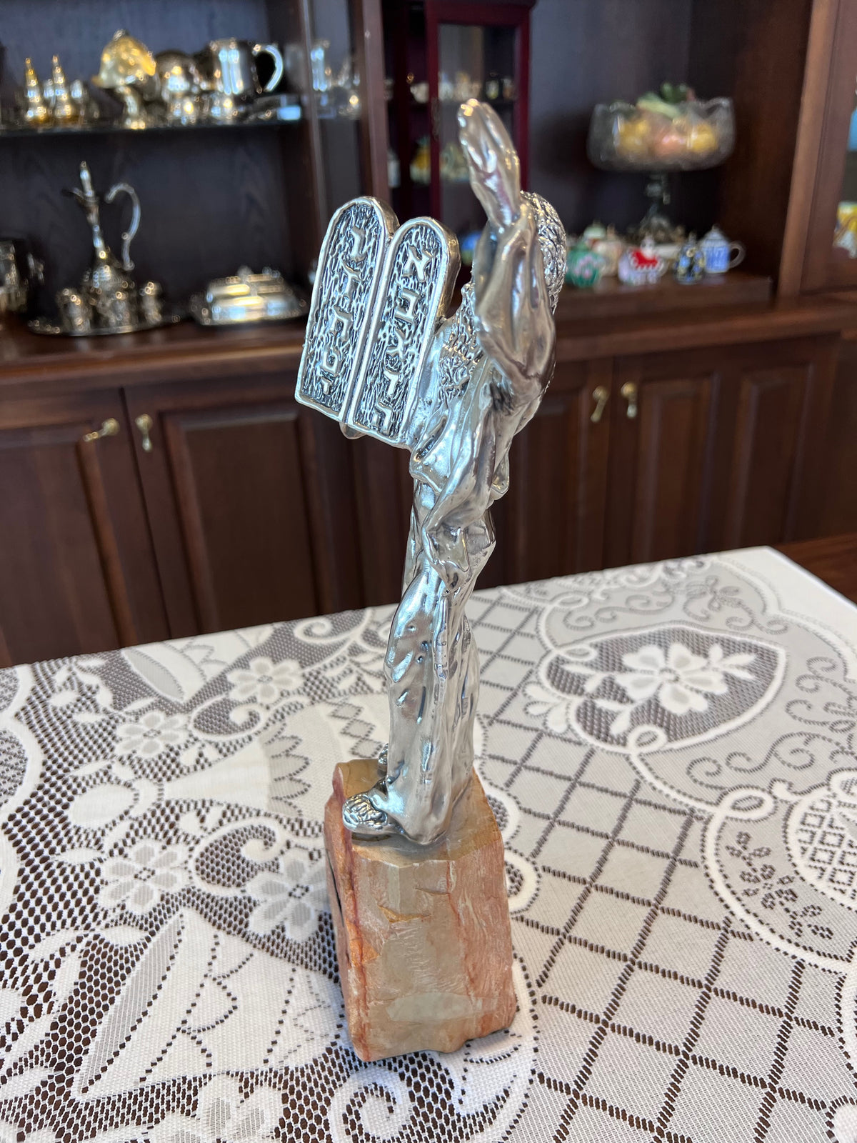 Isaac Jeheskel - Sterling Silver Sculpture Moses with the Ten Commandments