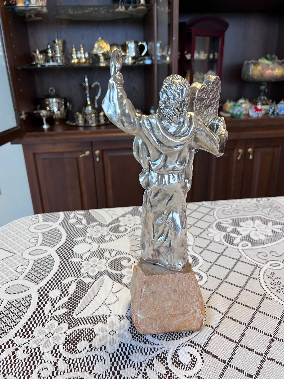 Isaac Jeheskel - Sterling Silver Sculpture Moses with the Ten Commandments