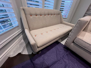 HomeSense Grey/Beige Sofa, Orange Tufted