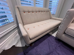 HomeSense Grey/Beige Sofa, Orange Tufted