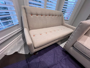 HomeSense Grey/Beige Sofa, Orange Tufted