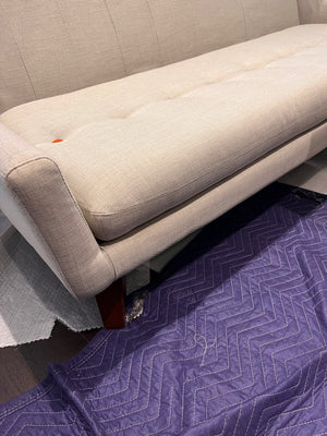 HomeSense Grey/Beige Sofa, Orange Tufted