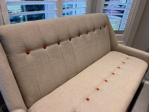 HomeSense Grey/Beige Sofa, Orange Tufted