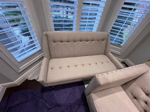 HomeSense Grey/Beige Sofa, Orange Tufted