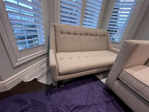 HomeSense Grey/Beige Sofa, Orange Tufted