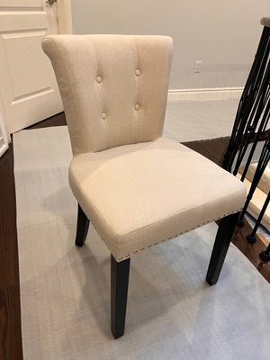 2 Beige Chairs w/Design on Back