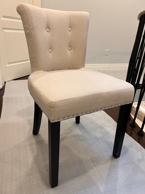 2 Beige Chairs w/Design on Back