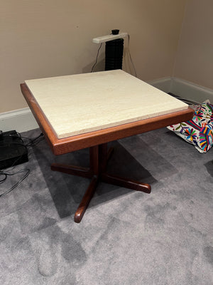 MCM Teak & Travertine Side Table