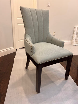 2 Light Blue/Grey Chairs w/Nailhead Trim