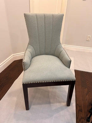 2 Light Blue/Grey Chairs w/Nailhead Trim