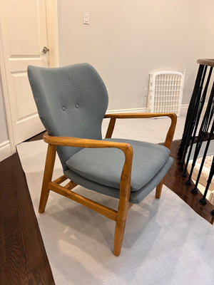 2 Blue Armchairs w/Wood Frame