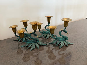 2 Pairs of Vintage Brass Bird Candle Holders