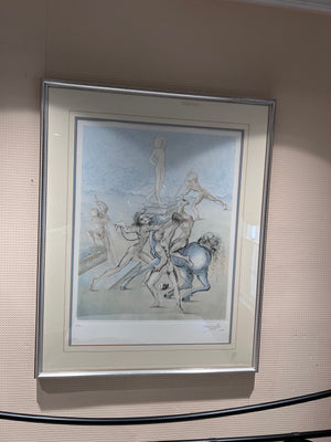 Etching entitled "La Guerre Esthetique" by Salvador Dali, numbered 47/300, Signed (Appraisal Included)