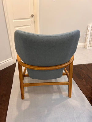 2 Blue Armchairs w/Wood Frame