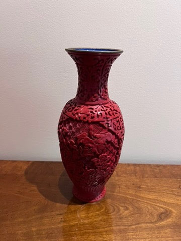 Vintage Chinese Red Cinnabar Vase