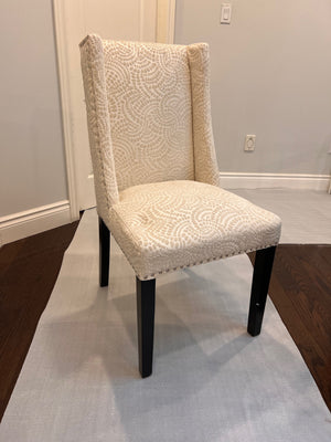 4 Cream Velvet Patterned Chairs (*AMAZING CONDITION!)