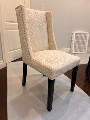 4 Cream Velvet Patterned Chairs (*AMAZING CONDITION!)