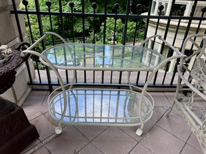 BROWN JORDAN ROMA STRAP TWO TIERED PATIO SERVING CART