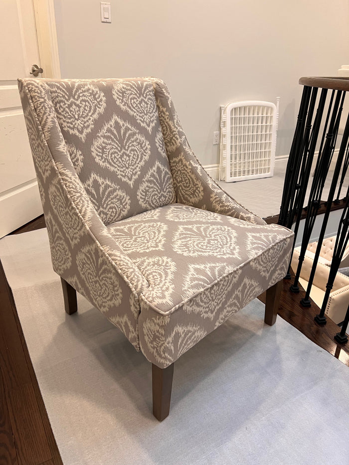 2 Grey Patterned Accent Chairs