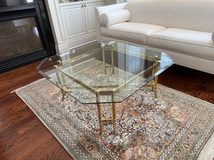 Italian Hollywood Regency Style Brass and Glass Coffee Table