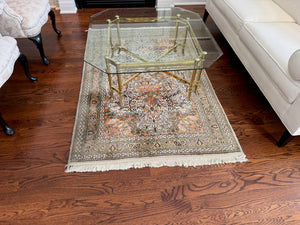 Indian Cotton and Silk Area Rug- 4x6ft