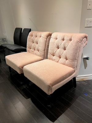 2 Light Pink Tufted Accent Chairs